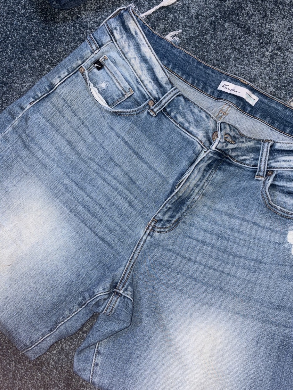 KanCan Light Blue Distressed Denim Shorts